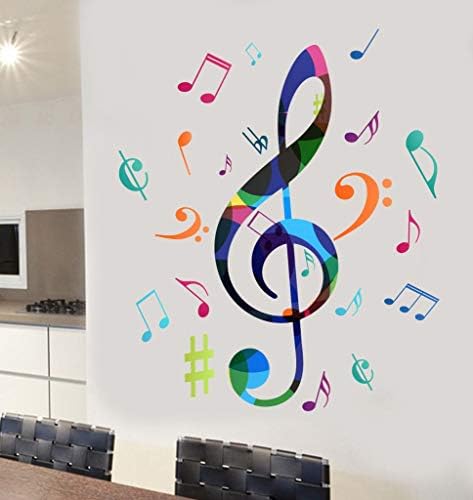 Colourful Music Note Design Full Colour Mural Wall Sticker - Living Bedroom Kitchen Decal Transfer - Jumbo - 114cm x 86cm - Select Size Below