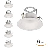 6 Pack Hykolity 4” White Baffle Recessed Can Light Trim, for 4 Inch Recessed Can, Fit Halo/Juno Remodel Recessed Housing