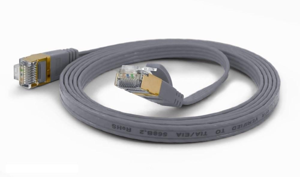 wantecWire Extra Flat Patch Cable CAT.6 FTP Shielded grey grey Länge 2m