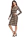 MakeMeChic Women's Elegant Long Sleeve Wear to Work Business Cocktail Pencil Dress, Multicoloured 1, L