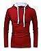 StyleDome Men's Solid Color Long Sleeve Muscle Hoodies Tops Blouse Shirt Wine Red S