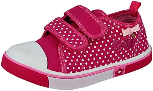 Koo-T Girls Canvas Trainers Pumps Plimsole Summer Size Age Chatterbox Blue Pink Child Infant UK Sizes 4 5 6 7 8 9 10 11 12 (5 UK Child, Heidi)