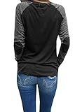 Coutgo Women's Long Raglan Sleeve Elbow Patch Blouse Top Shirt