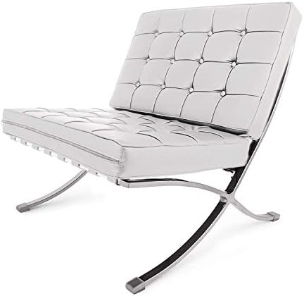 Ybzx Durable Mid Century Barcelona Style Chair Comfortable Cushioned Replica Leisure Chaise Modern Classic Lounge Chair for Living Room Portico Office(Black Lounge Chiar)