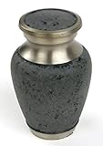Funeral Urn by Liliane - Cremation Urn for Human Ashes - Hand Made in Brass and Hand Enameled - Fits a Small Amount of Cremated Remains of Adults - Display Burial Urn at Home or in Niche at Columbarium - Marble Model (Slate, Keepsake)