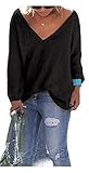 ETCYY Women's Long Sleeve Blouse Casual V Neck Knit Pullover Sweater Tops