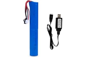 Cecicebb Airsoft Battery 7.4V 2000mAh SM2P Plug for SRB1200 SRB400 SRB400-SUB MP5K M4 M110 Airsoft Gun with 7.4V Battery Charger Set