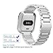Maxjoy Compatible with Fitbit Versa Bands, Versa 2 Metal Band Large Stainless Steel Bracelet Wristband with Protective Cover Case for Men Women, Compatible with Fitbit Versa 2 1 Smart Watch, Silver