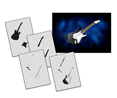 UMR-Design AS-266 guitar Airbrushstencil Step by Step Size L