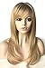 Auflaund Long Straight Blonde Wigs Imported Synthetic Ombre Dark Root Layered High Dentistry Glazed Hair Replacement Wigs for Women with Inclined Bangs 22 Inches (T/Blonde)