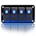 FXC Rocker Switch Aluminum Panel 4 Gang Toggle Switches Dash 5 Pin ON/Off 2 LED Backlit for Boat Car Marine Blue