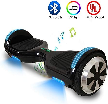 VEEKO Hoverboard Self Balancing UL 2272 Certified Bluetooth Speaker RGB LED Color Changing Light 6.5'' Two-Wheel Solid Rubber Tires 2-4 HS Fast Charge Max 8-11KM Best Gifts for Holiday Season Black