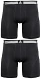 adidas Men's Athletic Stretch Boxer Brief Underwear (2-Pack), Black/Black Black/Black, LARGE