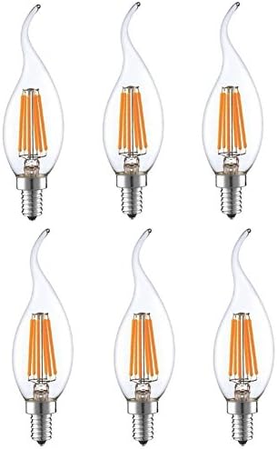 CIMC LLC 2W 4W LED Candle Bulb 6 Pack 2700K Warm White Decorative Vintage Edison Light Bulb Dimmable Filament LED Light Bulb C35, 220V E14 Medium Base,5730 Chip,LED Tip Ca (6)