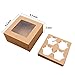 Prudance 15pcs 6x6x3in Brown Bakery Boxes with Window include 4 Cupcake Box Insert,Kraft Cupcake Boxes for Cookie,Cakes, Pastries and Chocolate Covered Strawberries.