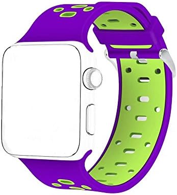 Male Cousin 38mm watch band soft silicone sport replacement band,For Apple series1,series2 smart watch (38mm Purple/Green)