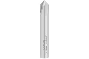 AYCHOLIZ 90-Degree V-Bit Carbide Chamfer End Mill, 1/4 Inch Uncoated (Bright Finish) - 4 Flute CNC V-Groove Router Bit Carbide Chamfer Mills for Aluminum Alloy