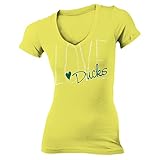 Oregon Ducks W Deep V Short Sleeve Tee, L, Neon Heather Yellow