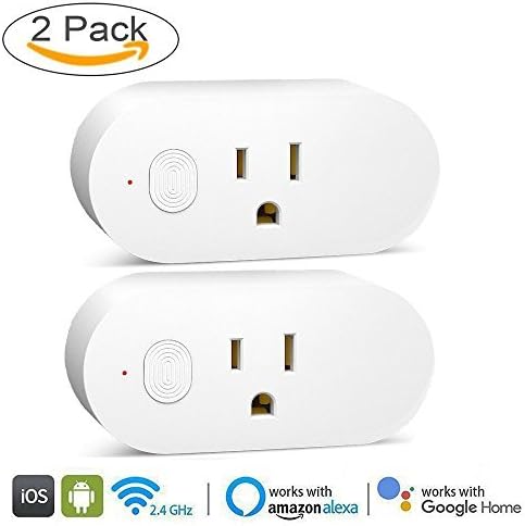 Mini Wifi Smart Plug, No Hub Required ,Voice Control Compatible with Alexa and Google Assistant,Support los and Android App(15A,2pack)