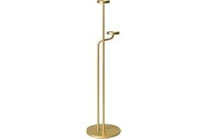 Smtyle Gold Standing Candelabra, Dual-Tier Sculptural Metal Floor Candle Holders for Wedding, Home Decor, Holiday, and Birthd