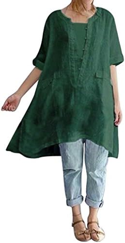 Women Plus Size Vintage Tops Irregular Loose Linen Shirt Blouse Muranba