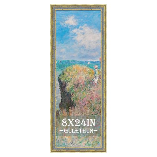 GULETHUN 8x24 Picture Frame Gold - Vintage Photo Frame 8 by 24, Retro Home Decor Wall Hanging Gallery Frames, Sturdy, Plexiglass, Ornate Gold Raised Poster Frame for Vertical & Horizontal Display at Amazon