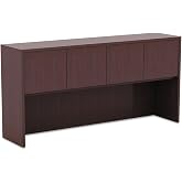 Alera Valencia Series Hutch with Doors, 4 Compartments, 64.75w x 15d x 35.38h, Mahogany