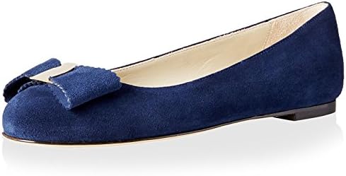 Skylar Blake Women's Tabitha Bow Flat, Navy Suede, 40 M EU/10 M US