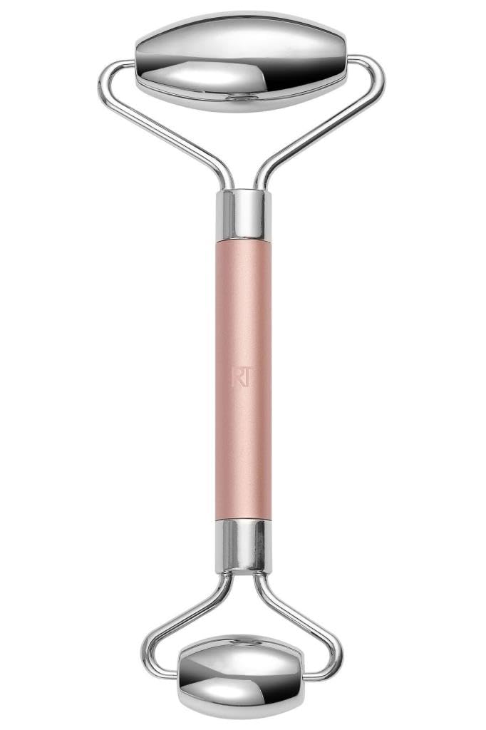 REAL TECHNIQUES Cryo Sculpt Facial Roller - Face, Neck & Eye Massager, For Puffy Eyes, 1 Count, Pink