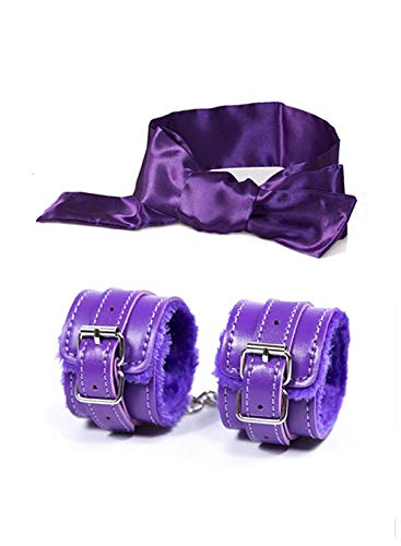JUDRRSoft Fur Leather Adjustable Handcuffs and Sleeping Eye Mask(LLLL-09) (Style 1, Wrist)