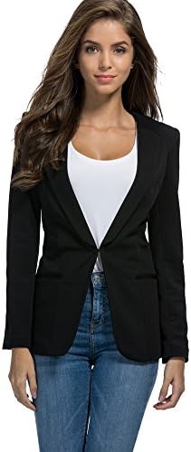 SiYuan Womens Casual Solid Color Blazer Elegant Work Jacket Lightweight US10/Asian 3XL Black 1002