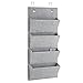 mDesign Soft Fabric Wall Mount/Over Door Hanging Storage Organizer - 4 Large Cascading Pockets - Holds Office Supplies, Planners, File Folders, Notebooks - Textured Print, 2 Pack - Gray