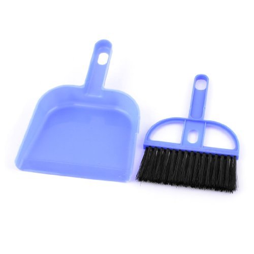 DealMux Corner Gap Sweeping Mini Broom Dustpan Set Black Blue