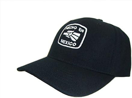 The Hat Shoppe THS Hecho En Mexico Symbol Adjustable Baseball Cap (One Size, Black/White)
