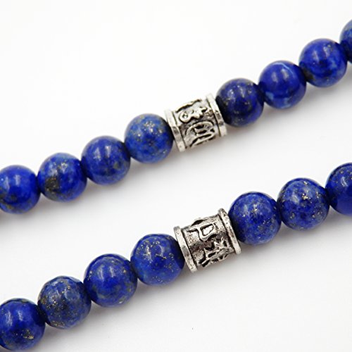 Mala Beads Bracelet, Buddhist Mala Prayer Beads, Buddha Bless Me Statement Necklace (Lapis)