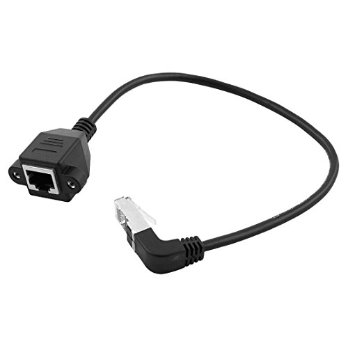 uxcell Screw Panel Mount Right Angle 8P8C RJ45 Female to Male Connector Network Lan Cable