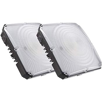 LEONLITE Dimmable LED Canopy Light Fixture, 70W (700W Equivalent), 5000K Daylight, 8400lm, UL & DLC Listed Waterproof, 5 Years Warranty, Pack of 2