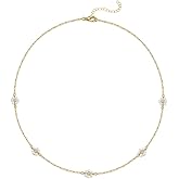 Daisy Flower Choker Necklace 14K Gold Plated Beaded Pearl Choker for Women Jewelry Gifts