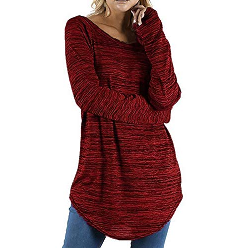 iDWZA Women Plus Size Solid Color Loose Long Blouse Top T Shirt Jumper Pullover