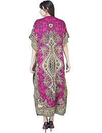 Vestido largo de túnica de caftán con estampado floral Maxi Kaftan de talla grande para mujer, talla única, Rosado