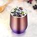 Deedro Insulated Wine Tumbler with Lid, 12 oz Double Wall Vacuum Insulated Wine Cup with Straws and Brushes, Stemless Stainless Steel Wine Glass for Drinks, 4 Pieces (Glitter Rose Gold and Purple)