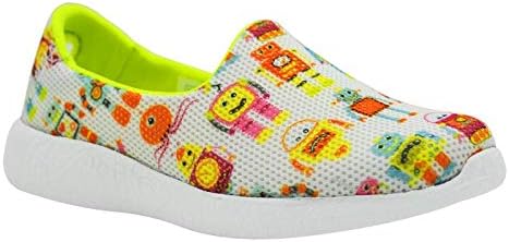KazarMax Boys & Girls (Unisex) White & Neon Mesh Latest Collection, Comfortable & Fashionable Sneaker/Sports Shoes (Made in India)