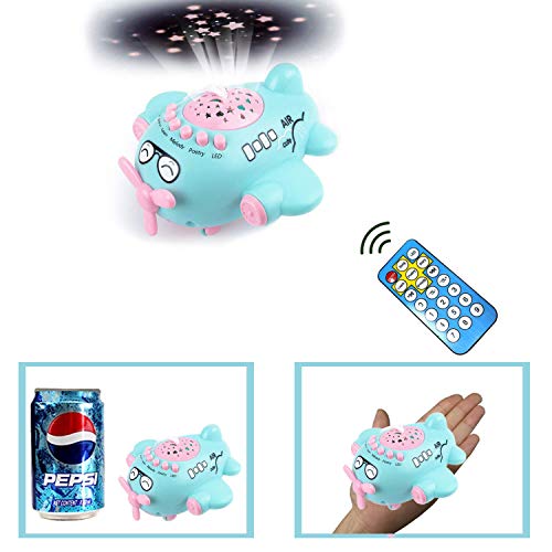 Baby Sleep Soother Night Light Projector Push and Go Plane Educational Crib Toy with Remote Melodies Music Story Poetry Star Light for Toddler Indoor or Outdoor Gift Blue (500+ Contents) - Thumbnail 4