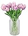 Duovlo 18 Heads Artificial Mini Tulips Real Touch Wedding Flowers Arrangement Bouquet Home Room Centerpiece Decor (Light Purple)