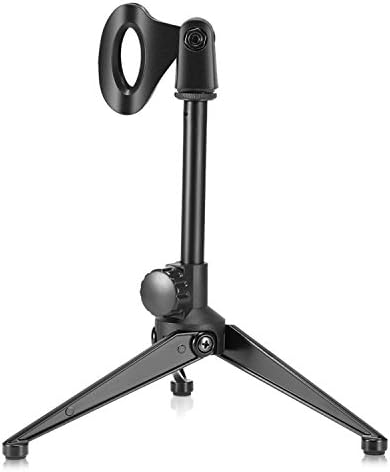 Universal Adjustable Desktop Microphone Stand Mic Tabletop Stand Holder Base with Microphone Clip for Meeting,Lectures and Podcasts