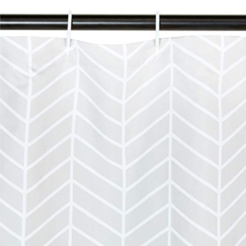 Amazon Basics Bathroom Shower Curtain Grey Herringbone, 72 Inch