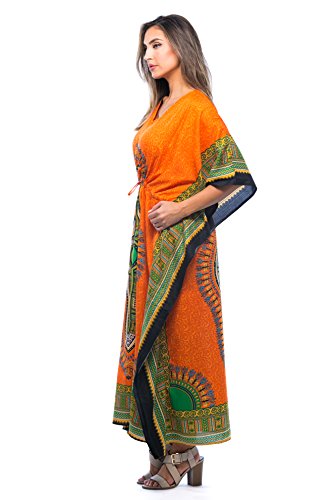 Riviera Sun 21754-ORG-2X-3X Long Dashiki Caftan/Caftans for Women Orange