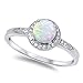 Lab Created White Opal & Cz .925 Sterling Silver Ring sizes 3-12