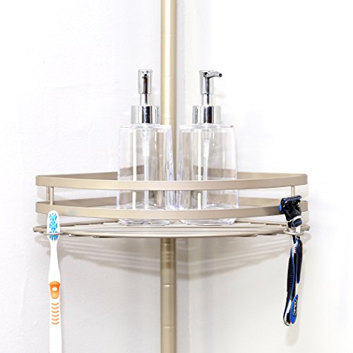 BINO Tension Pole Corner Shower Caddy Brushed Nickel Shower