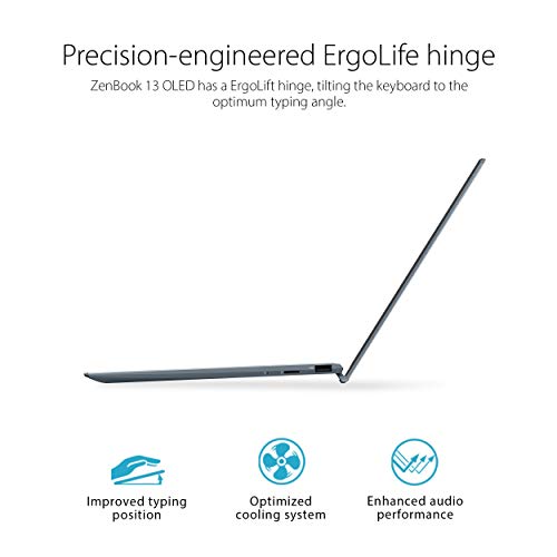 ASUS ZenBook 13 Ultra-Slim Laptop, 13.3 OLED NanoEdge, Intel Evo Platform i5-1135G7, 8GB LPDDR4X RAM, 256GB SSD, Thunderbolt 4, Wi-Fi 6, Windows 11 Home, AI Noise-Cancellation, Pine Grey, UX325EA-DH51